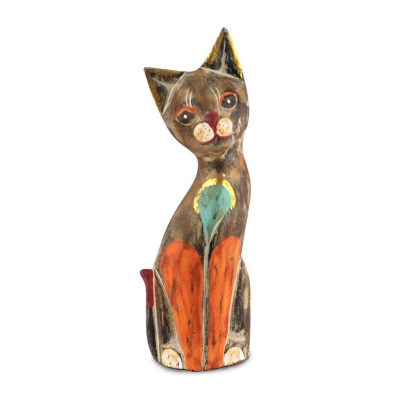 Figura Madera Gato Colores 25 cm