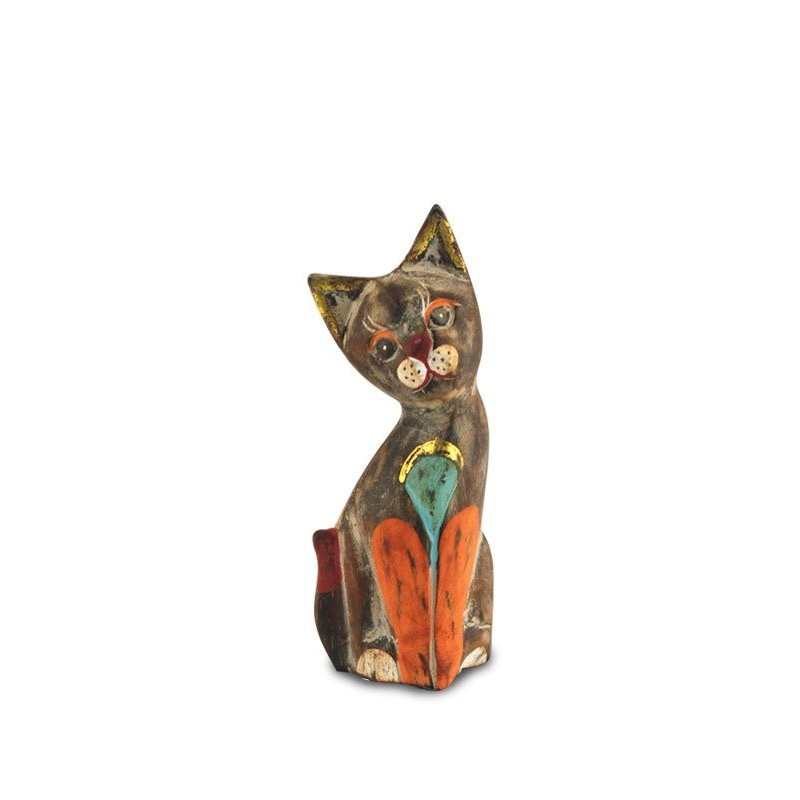 Figura Madera Gato Colores 16 cm