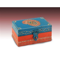 Caja Rectangular India Naranja y Azul 15 cm