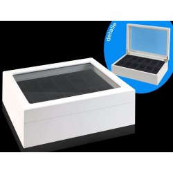 Caja Para Guardar 12 Relojes Madera Blanca 28 cm