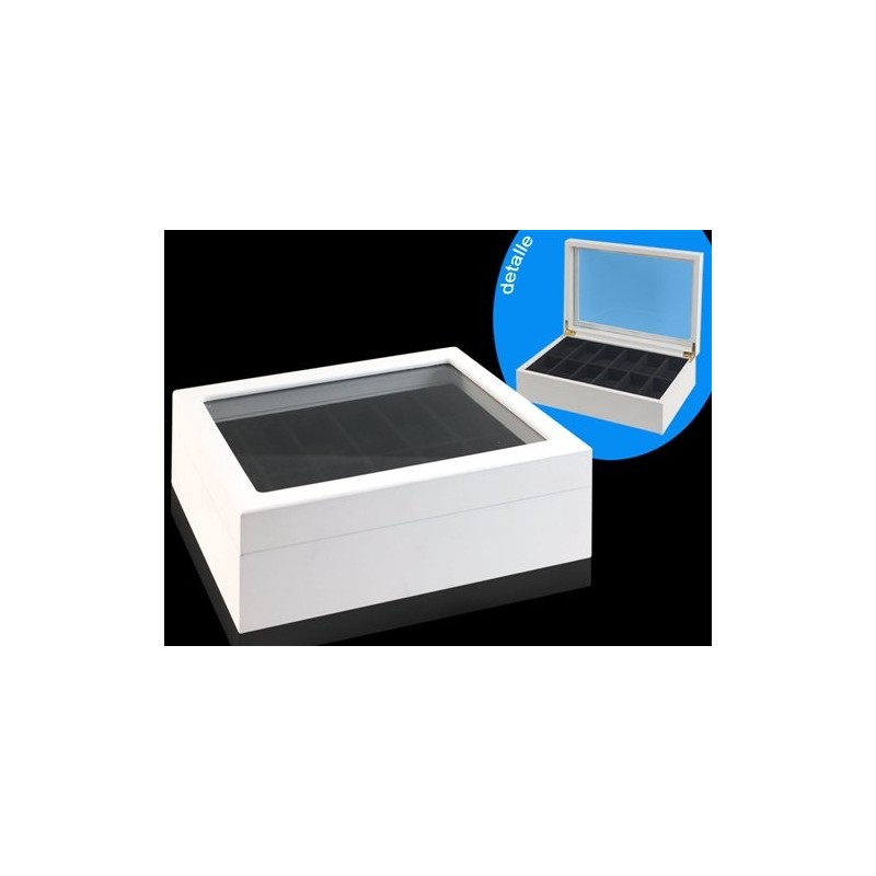 Caja Para Guardar 12 Relojes Madera Blanca 28 cm