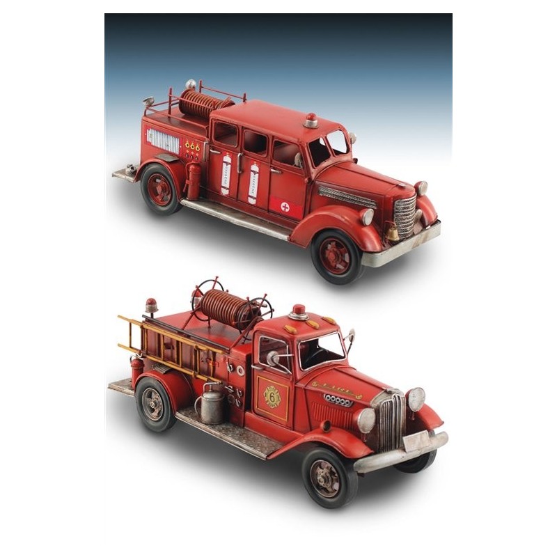 Set 2 Camiones Bomberos Antiguos Decorativos 42 cm