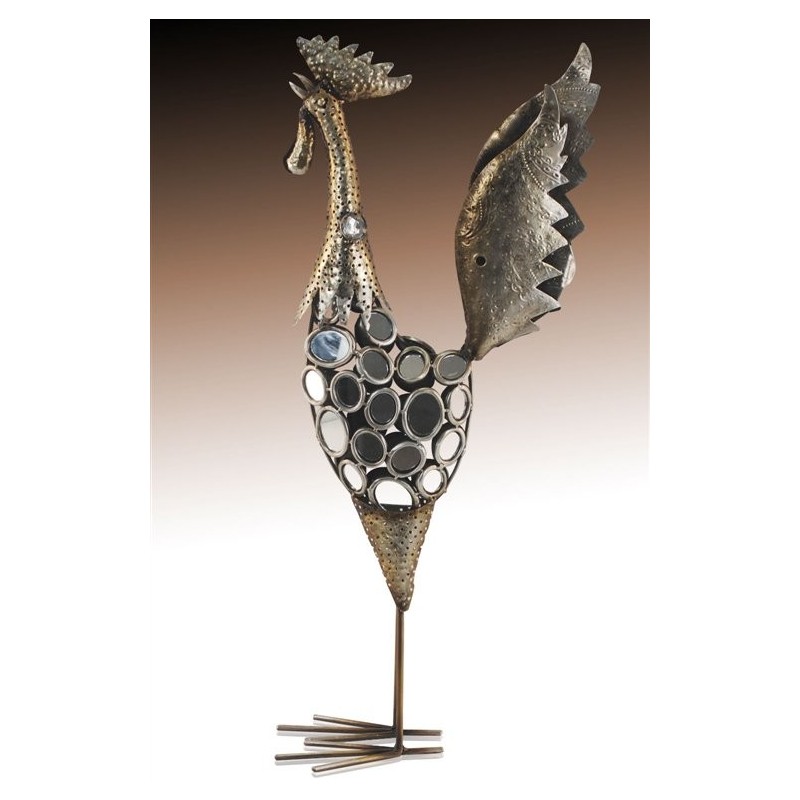 Figura Decorativa Metal Gallo 59 cm