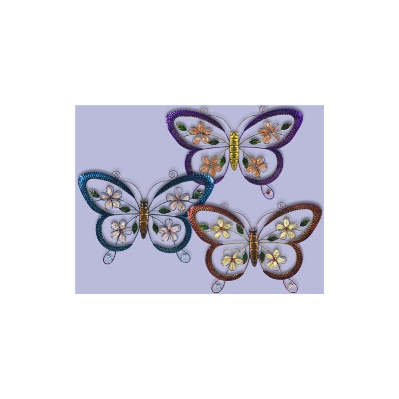 Set 3 Adornos Pared mariposas Colores 62 cm