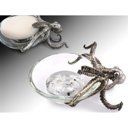 Figura Decorativa Pulpo Con Bandeja Cristal 15 cm