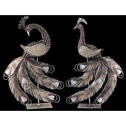 Set 2 Figuras Decorativas metal Pavo Real 41 cm