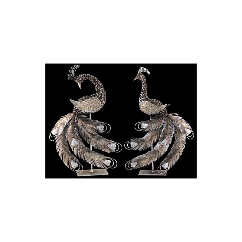 Set 2 Figuras Decorativas metal Pavo Real 41 cm