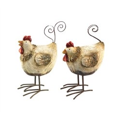 Set 2 Figuras Decorativas Gallinas 17 cm