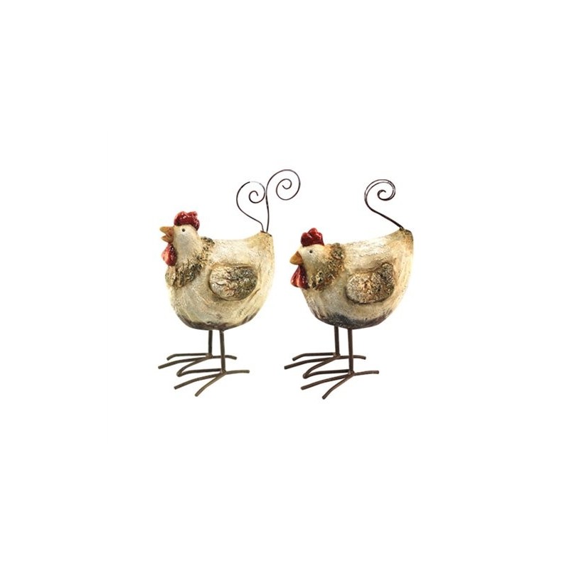 Set 2 Figuras Decorativas Gallinas 17 cm