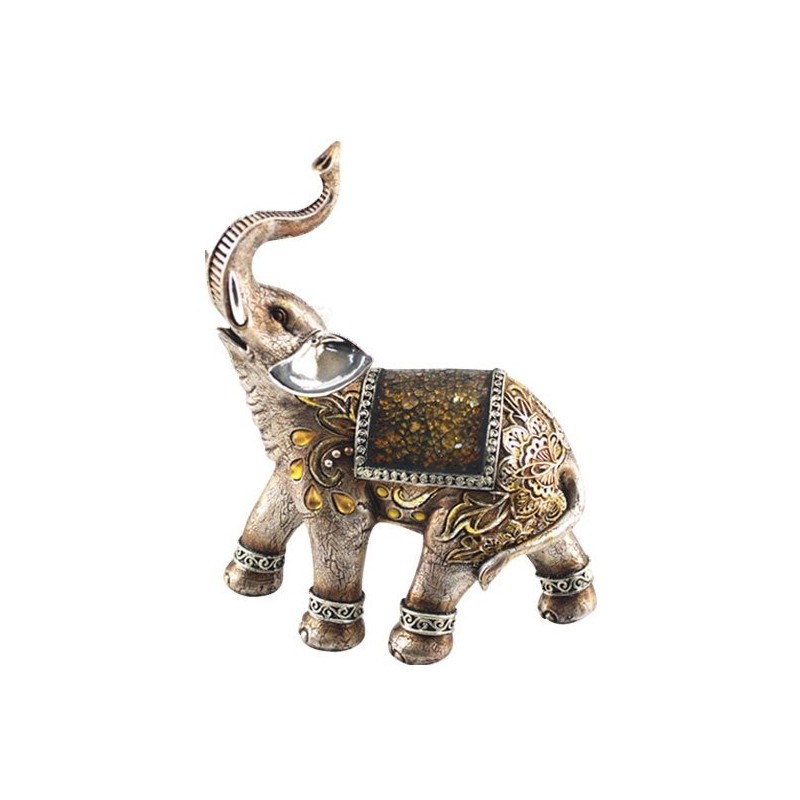 Figura Resina Elefante indio Decorado 25 cm