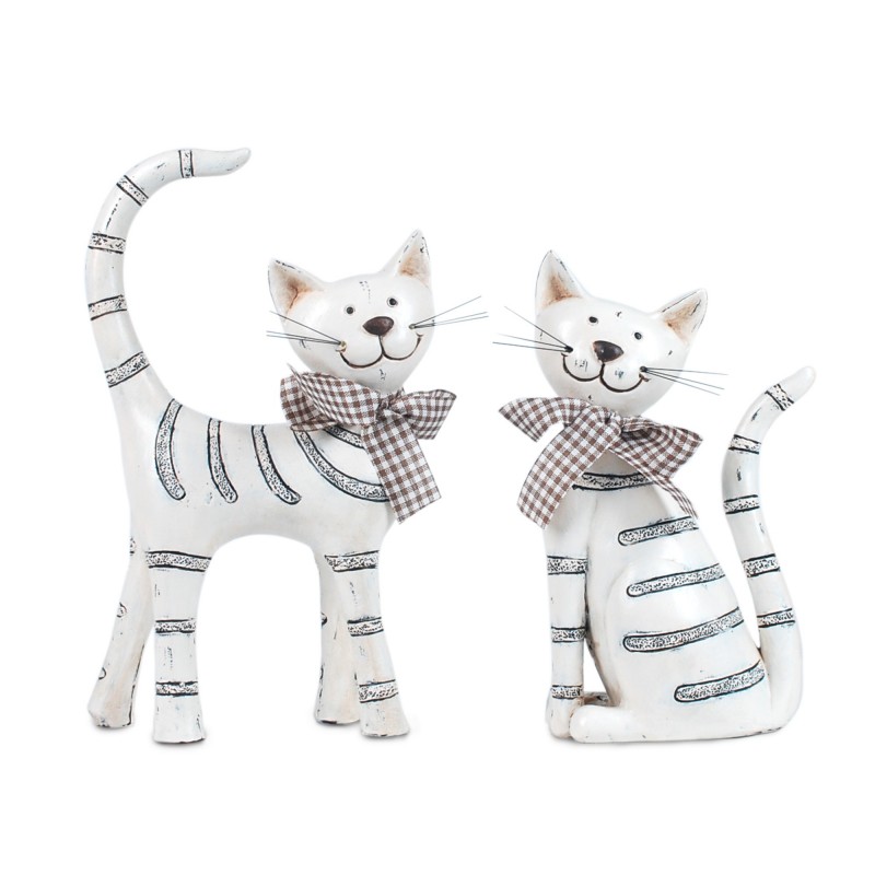 Figura Resina x2 Gatos 18 cm