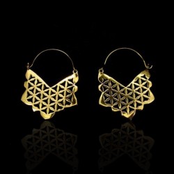 Pendientes Media Flor de la Vida de Bronce -36-