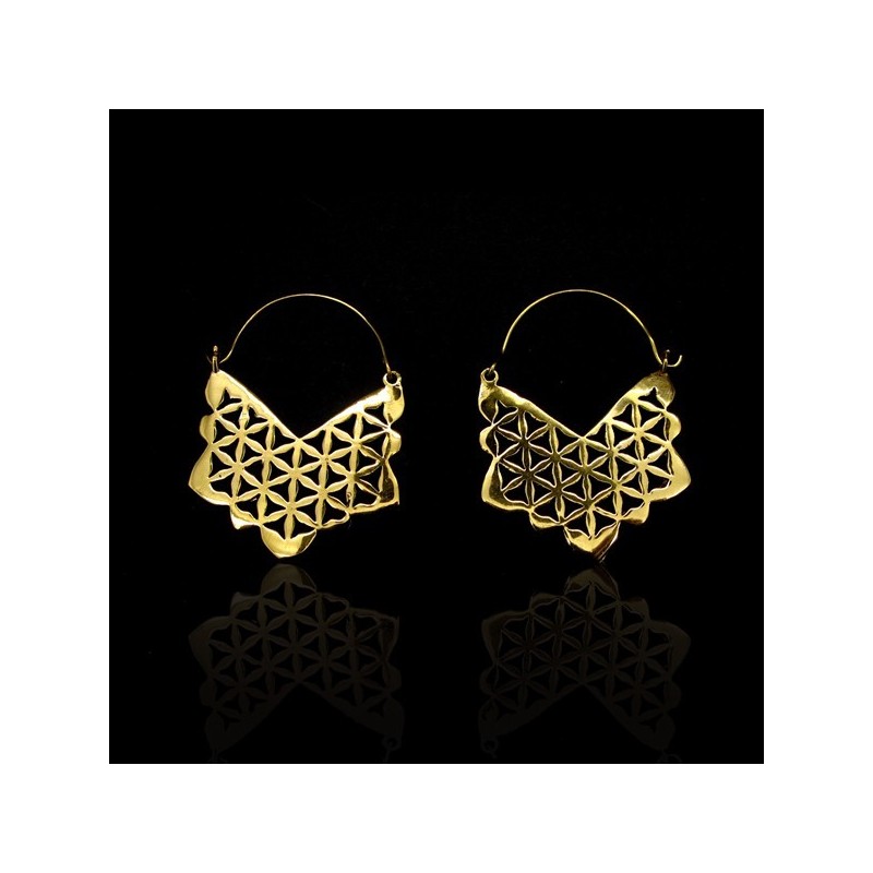 Pendientes Media Flor de la Vida de Bronce -36-