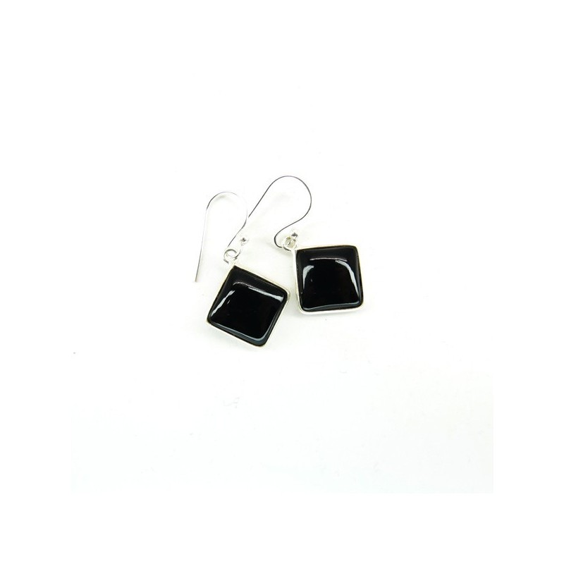 Pendientes de onix Cubo Liso Grande - Plata de Ley 925