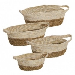 Cesta Multiusos Mimbre Set 4 Unidades Bicolor 44cm