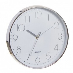 Reloj de Pared Redondo Cromado Blanco 30 cm