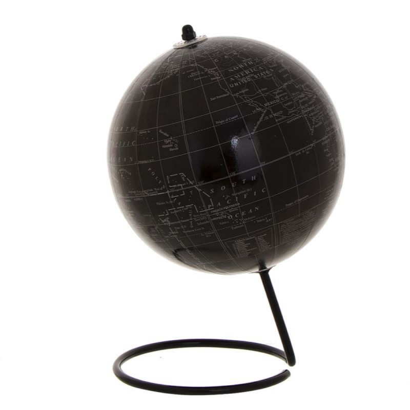 Globo Terraqueo Decorativo Negro 18 cm