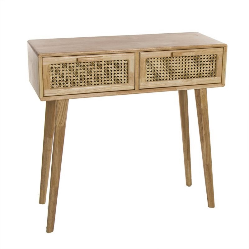 Mesa Consola Madera Rustica 2 Cajones 80 cm