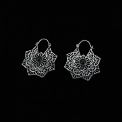 Pendientes Flor Mandala Baño de Plata -P20-