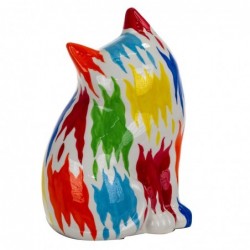 Figura Decorativa Gato Colorido Ceramica 29 cm