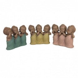 Figura Decorativa x3 Sets de 3 Budas Resina 13 cm