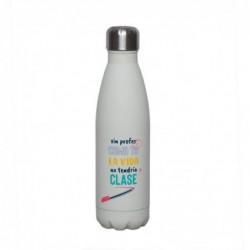 Botella Acero Inoxidable 500 ml Blanca Profesor