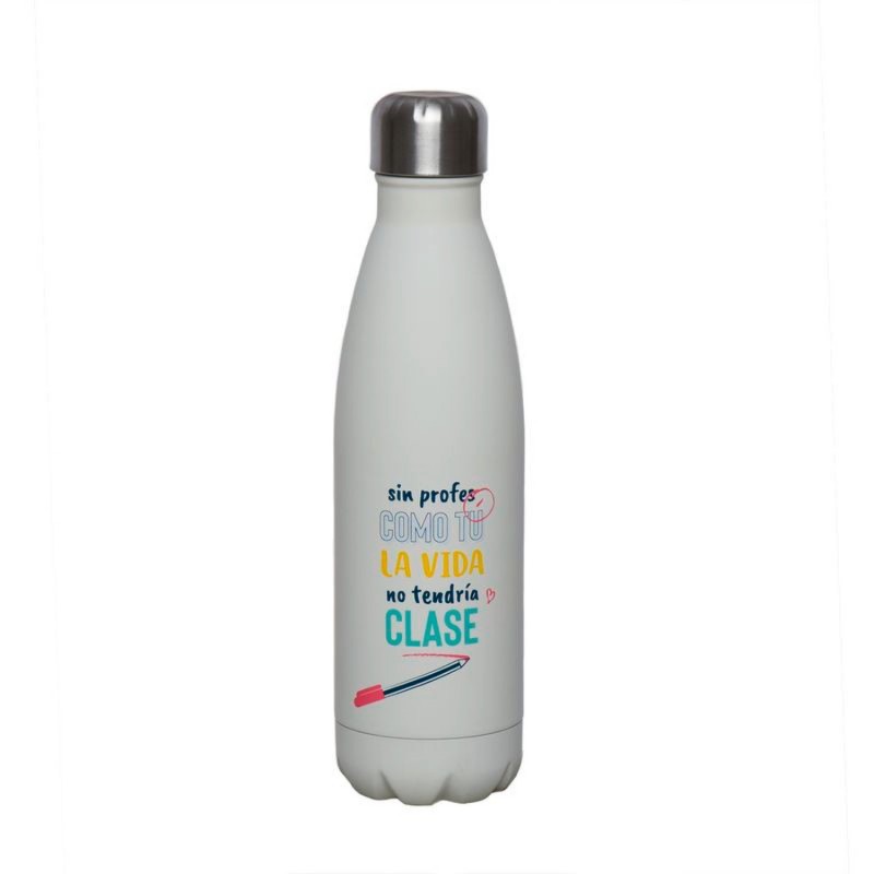 Botella Acero Inoxidable 500 ml Blanca Profesor