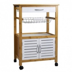 Carro Auxiliar de Cocina Madera blanco 84 cm