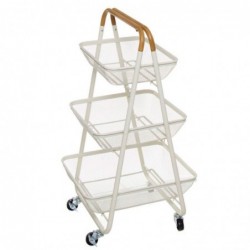 Carro de Cocina Con ruedas 3 Niveles Metalico Blanco 88 cm