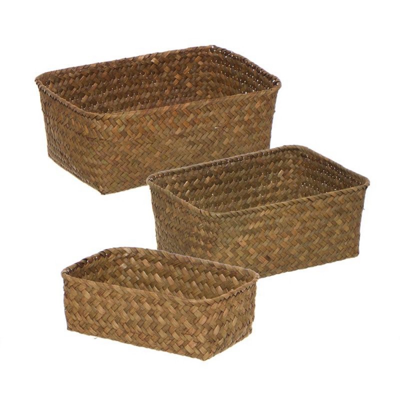 Cesta Rectangular Set 3 Unidades Fibra 23 cm