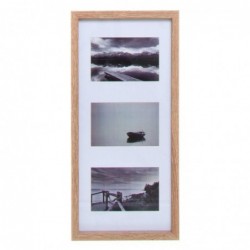 Cuadro Decorativo Marco de Fotos 10 x 15 cm Portafotos Pared Madera 3 Fotos Blanco y Negro 45 cm