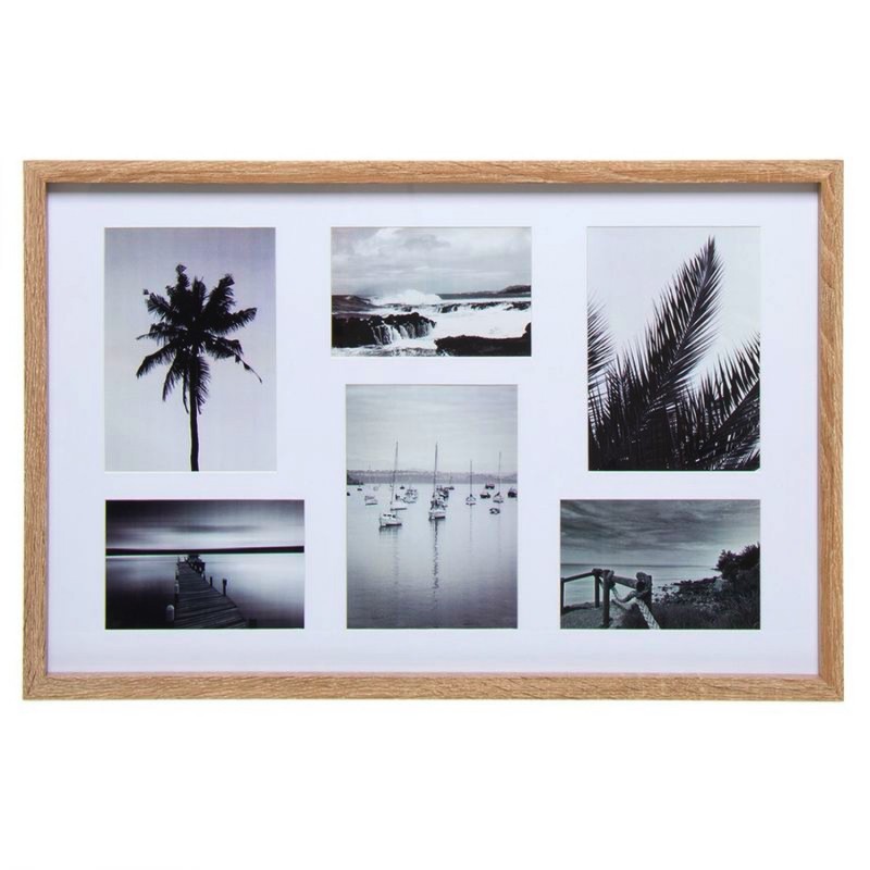 Cuadro Decorativo Marco de Fotos 10 x 15 cm Portafotos Pared Madera 6 Fotos Multifoto 55 cm