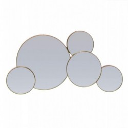 Espejo Decorativo Pared Circulos Metalico Dorado Elegante 63 cm