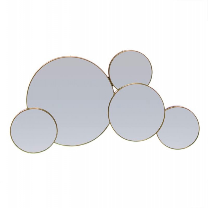 Espejo Decorativo Pared Circulos Metalico Dorado Elegante 63 cm