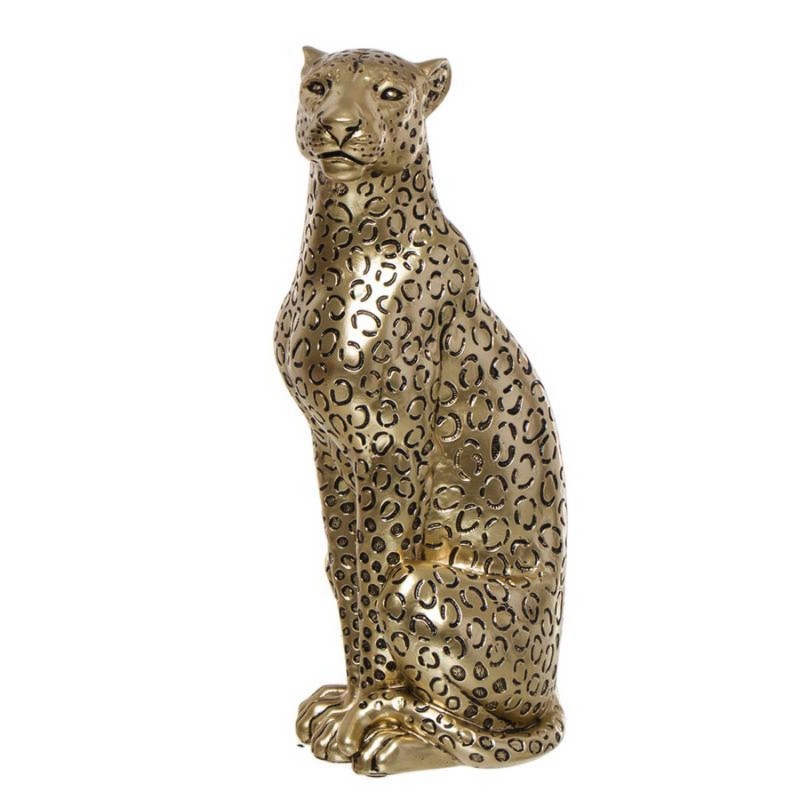 Figura Decorativa Leopardo Dorado 28 cm