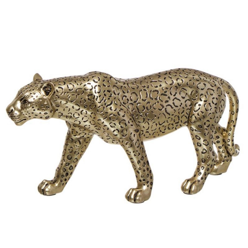 Figura Decorativa Leopardo Dorado 36 cm