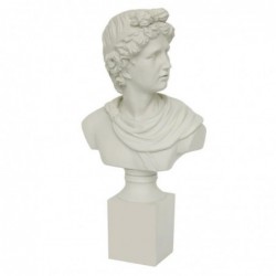 Figura Decorativa Mitologica en Peana Resina Blanca 36 cm