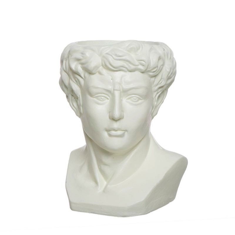 Jarron Decorativo Busto Griego Romano Antiguo Ceramica Blanco 21 cm