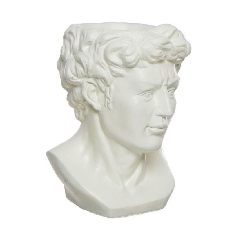 Jarron Decorativo Busto Griego Romano Antiguo Ceramica Blanco 24 cm