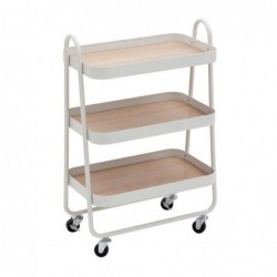 Mesa Camarera Con Ruedas 3 Niveles Metalica Blanca 77 cm