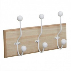 Perchero Pared Madera 3 Colgadores Marron Blanco 46 cm