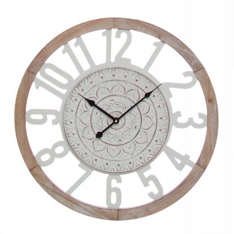 Reloj de Pared Redondo Madera Marron 55 cm