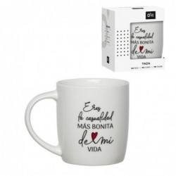 Taza Mug 350ML Ceramica Blanca Amor San Valentin Pareja 10 cm