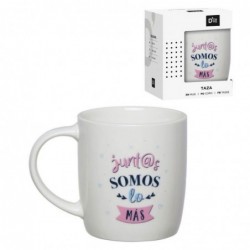 Taza Mug 350ML Ceramica Blanca Juntos Somos lo Más 10 cm