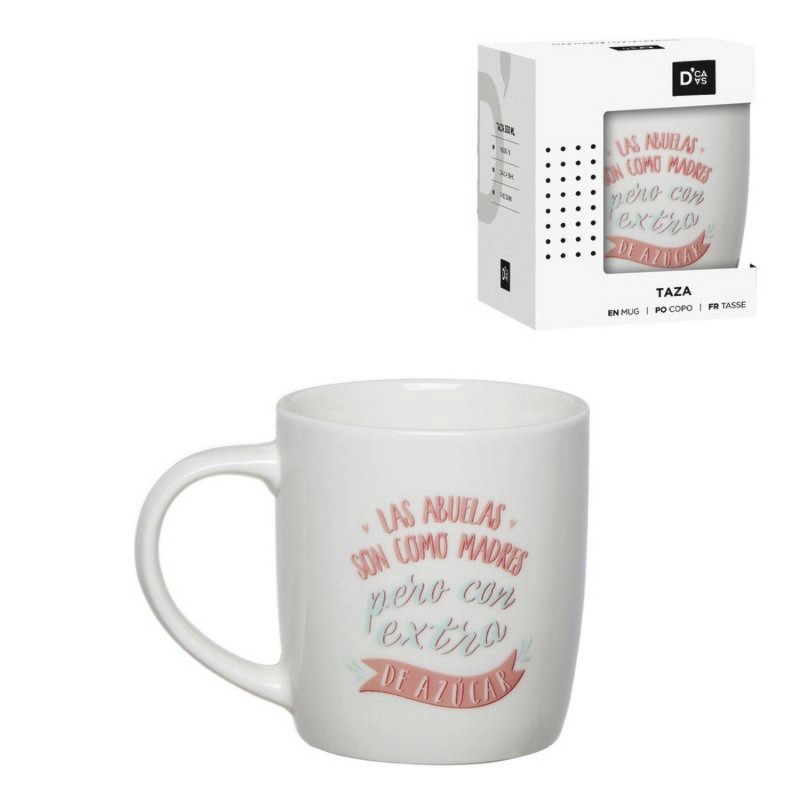 Taza Mug 350ML Ceramica Blanca Regalo Abuela 10 cm