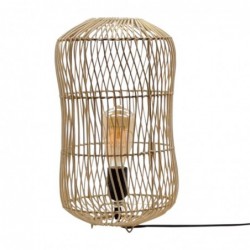 Lámpara Sobremesa Mimbre Rattan Luz Cálida Relajante Ambiente Boho 38 cm