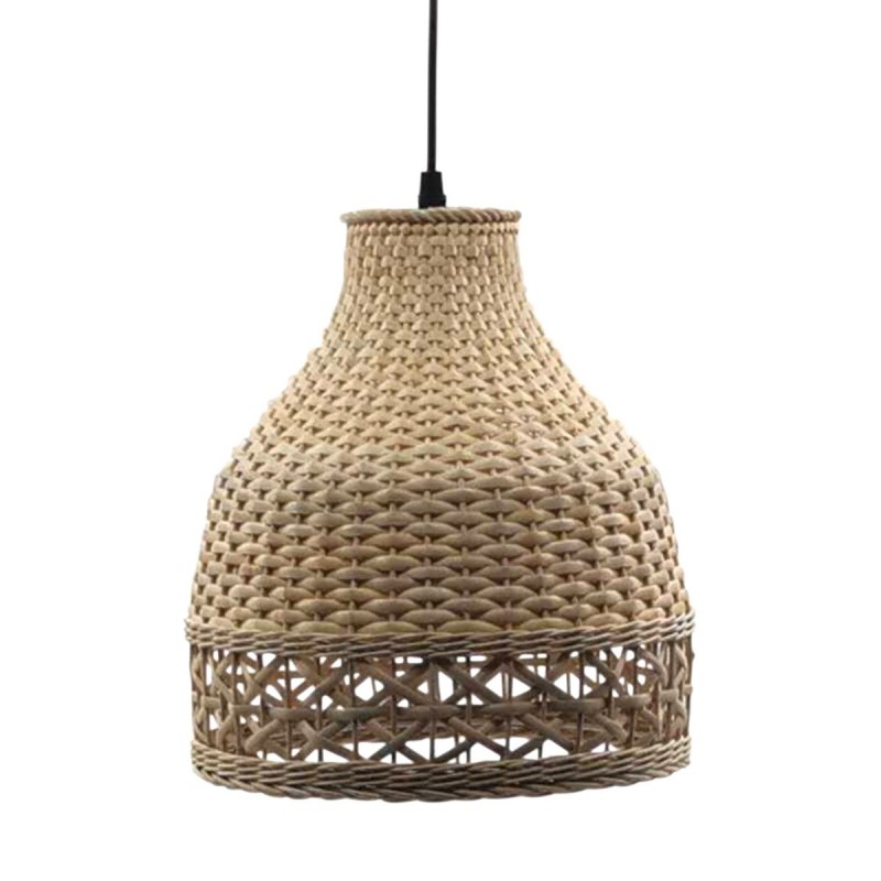 Lámpara Techo Campana Mimbre Rattan Luz Cálida Playa Ambiente Boho 34 cm