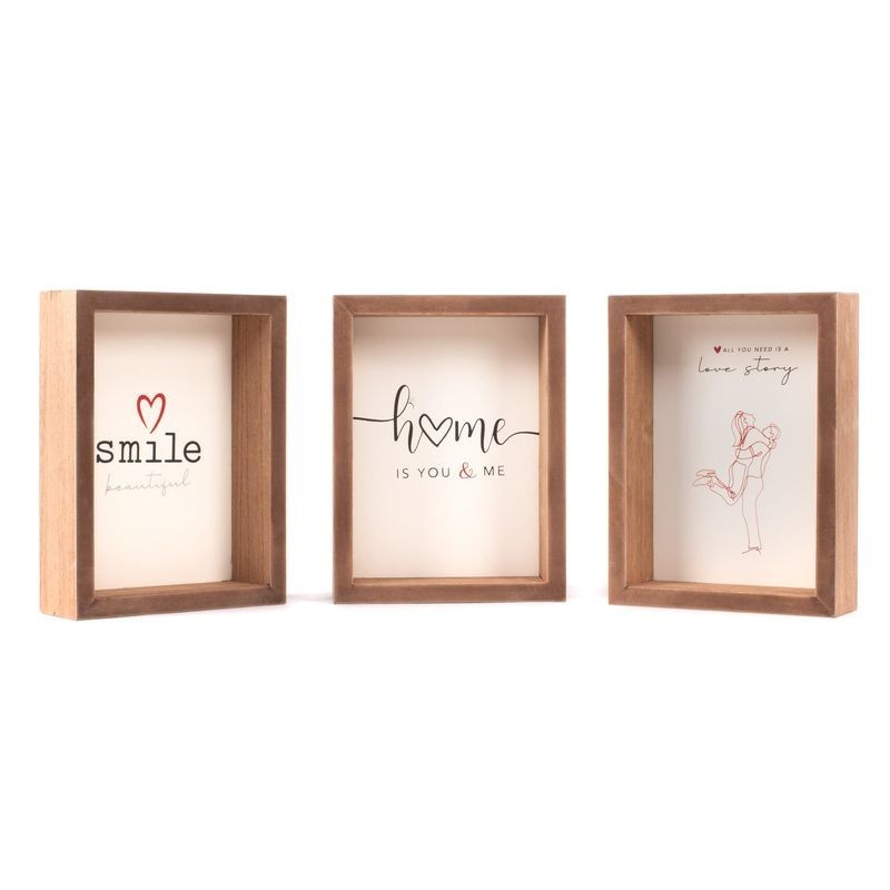 Decoracion de pared SMILE / HOME / LOVE x3 modelos 15x20 cm