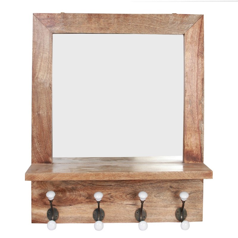 Espejo Pared con 5 Perchas Recibidor Diseño Industrial Vintage 105 cm