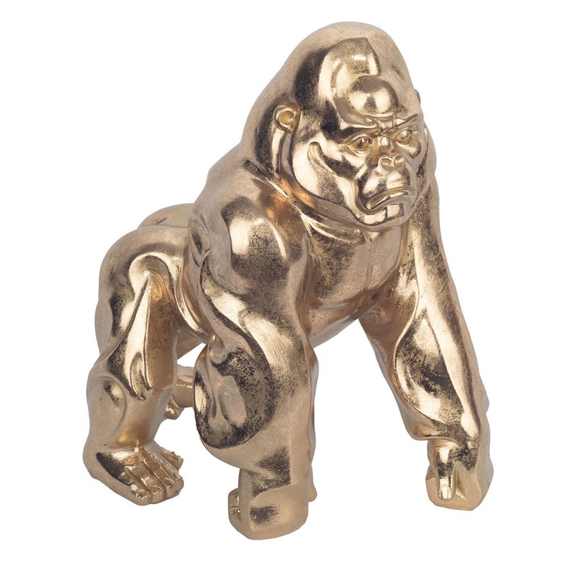 Figura decorativa de resina GORILA DORADO pequeño 23 cm